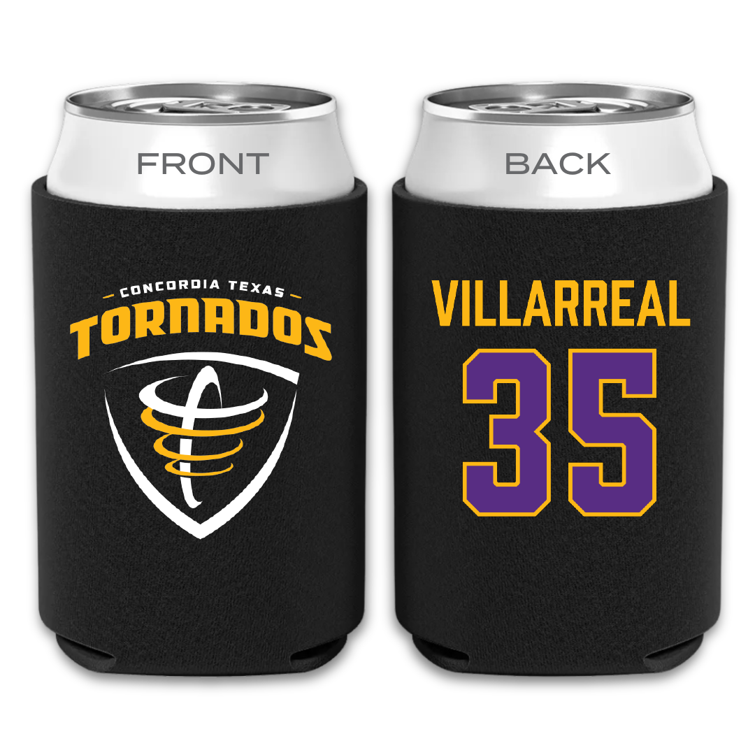 Concordia University (Texas) Baseball Black Can Cooler - #35 Robert Villarreal