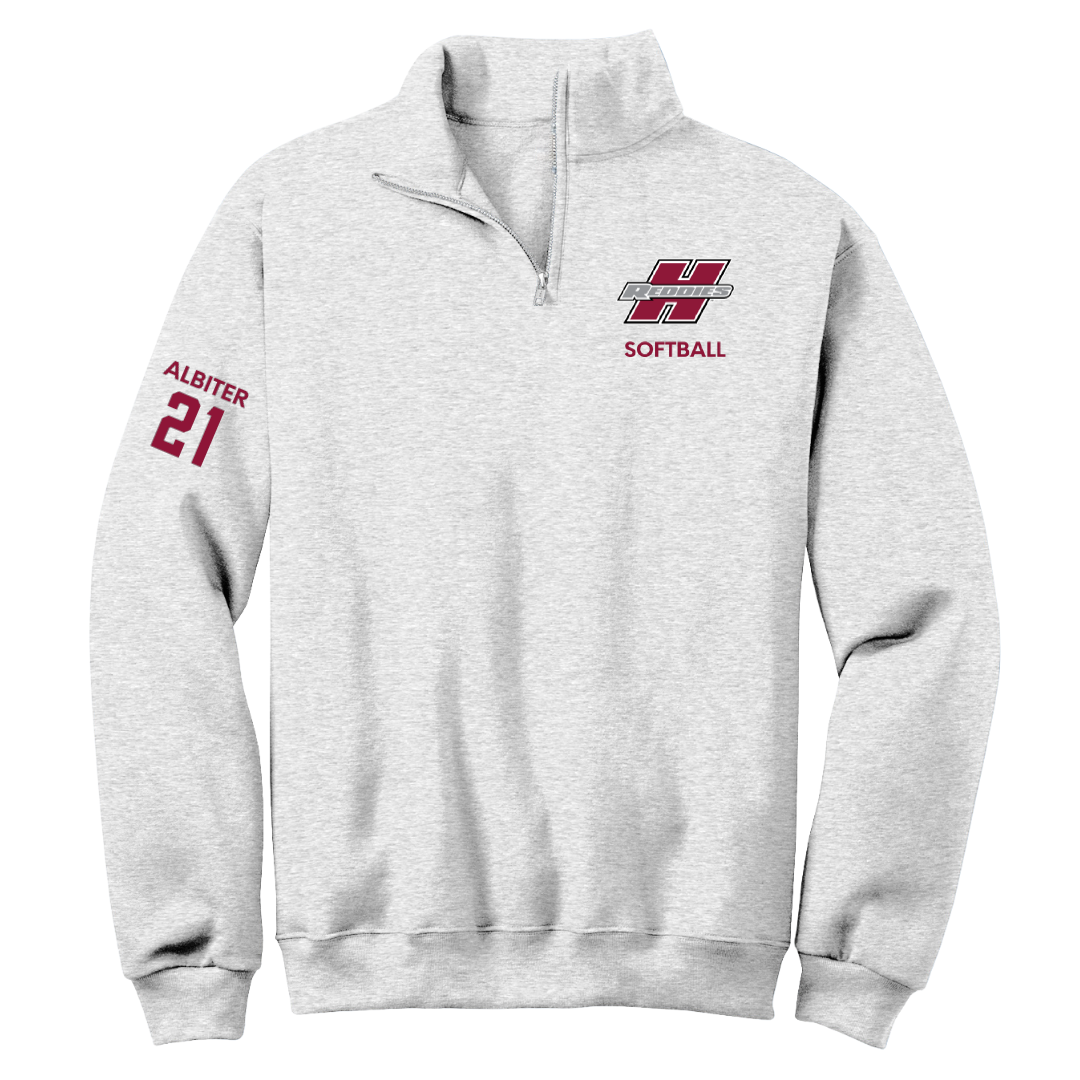 Henderson State University Softball Light Gray Quarter-Zip - #21 Jay Albiter