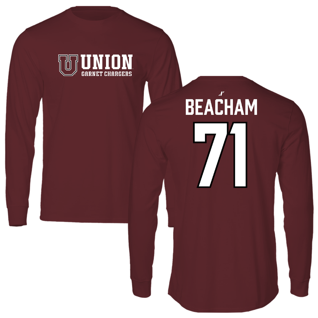 Union College Football Maroon General Performance Long Sleeve - #71 Jack Beacham