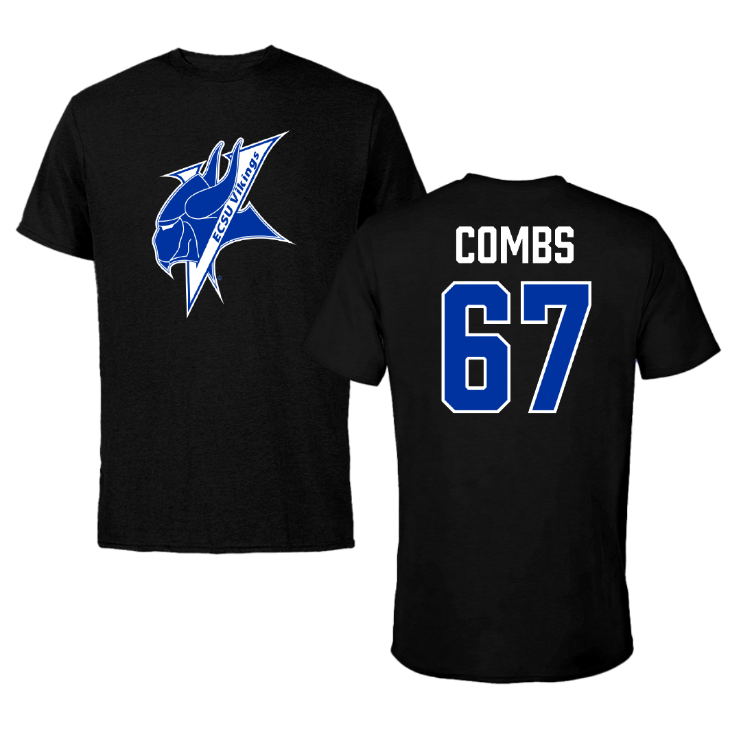 Elizabeth City State University Football Black Performance Tee - #67 Toriono Combs