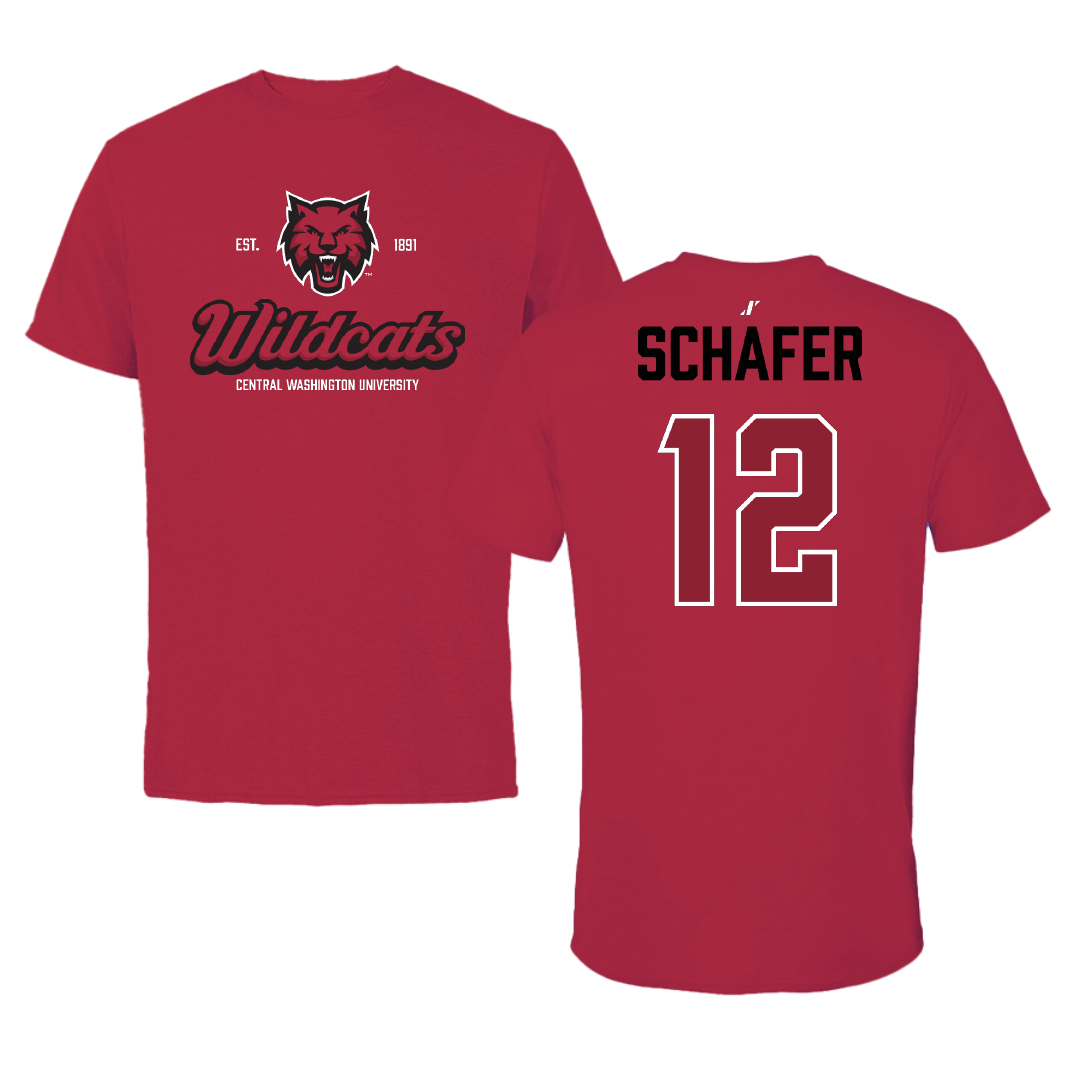 Central Washington University Football Crimson General Tee - #12 Landon Schafer