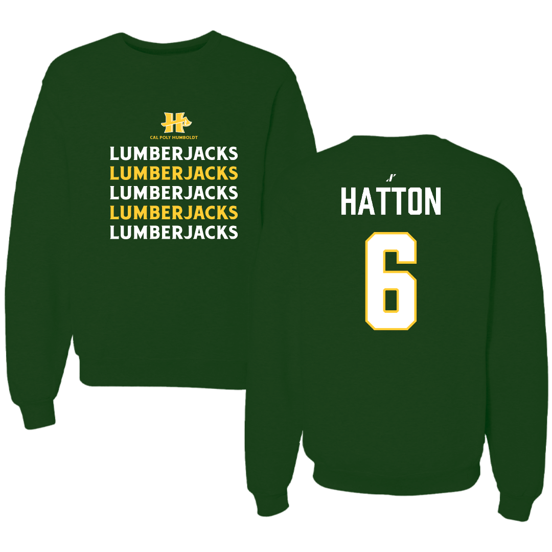 Cal Poly Humboldt Softball Forest Green General Crewneck - #6 Mason Hatton