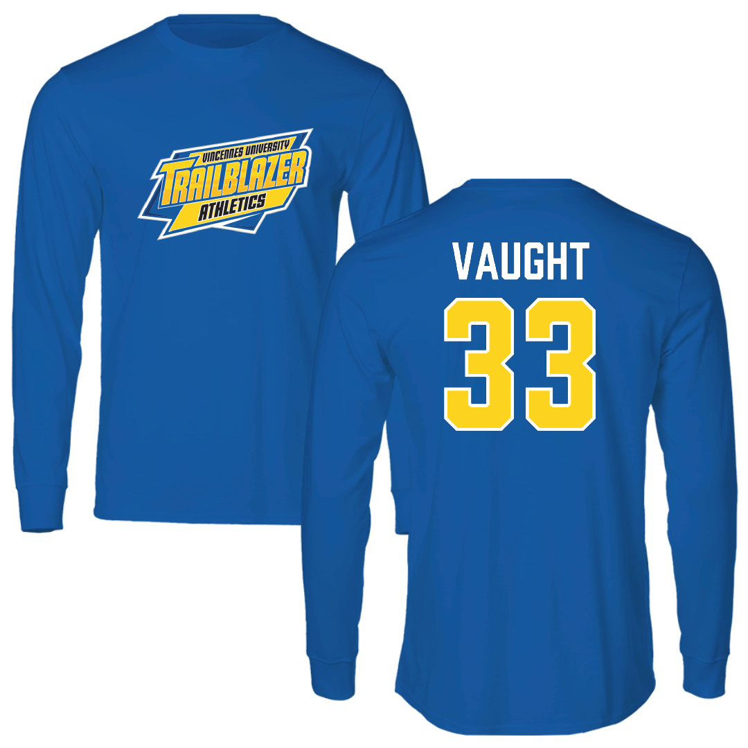 Vincennes University Baseball Blue Performance Long Sleeve - #33 Aiden Vaught
