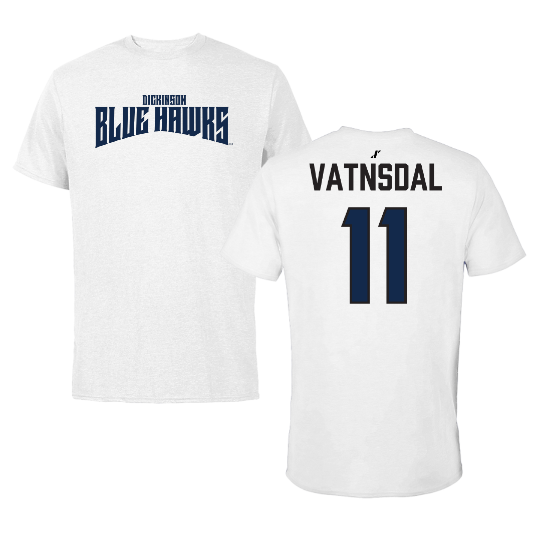 Dickinson State University Baseball White Classic Performance Tee - #11 Kade Vatnsdal