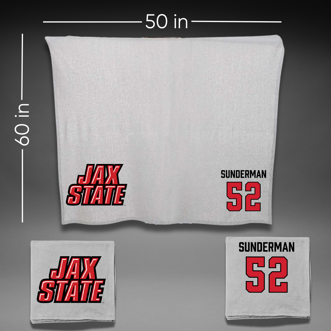 Jacksonville State University Football Gray Blanket - #52 Maddox Sunderman