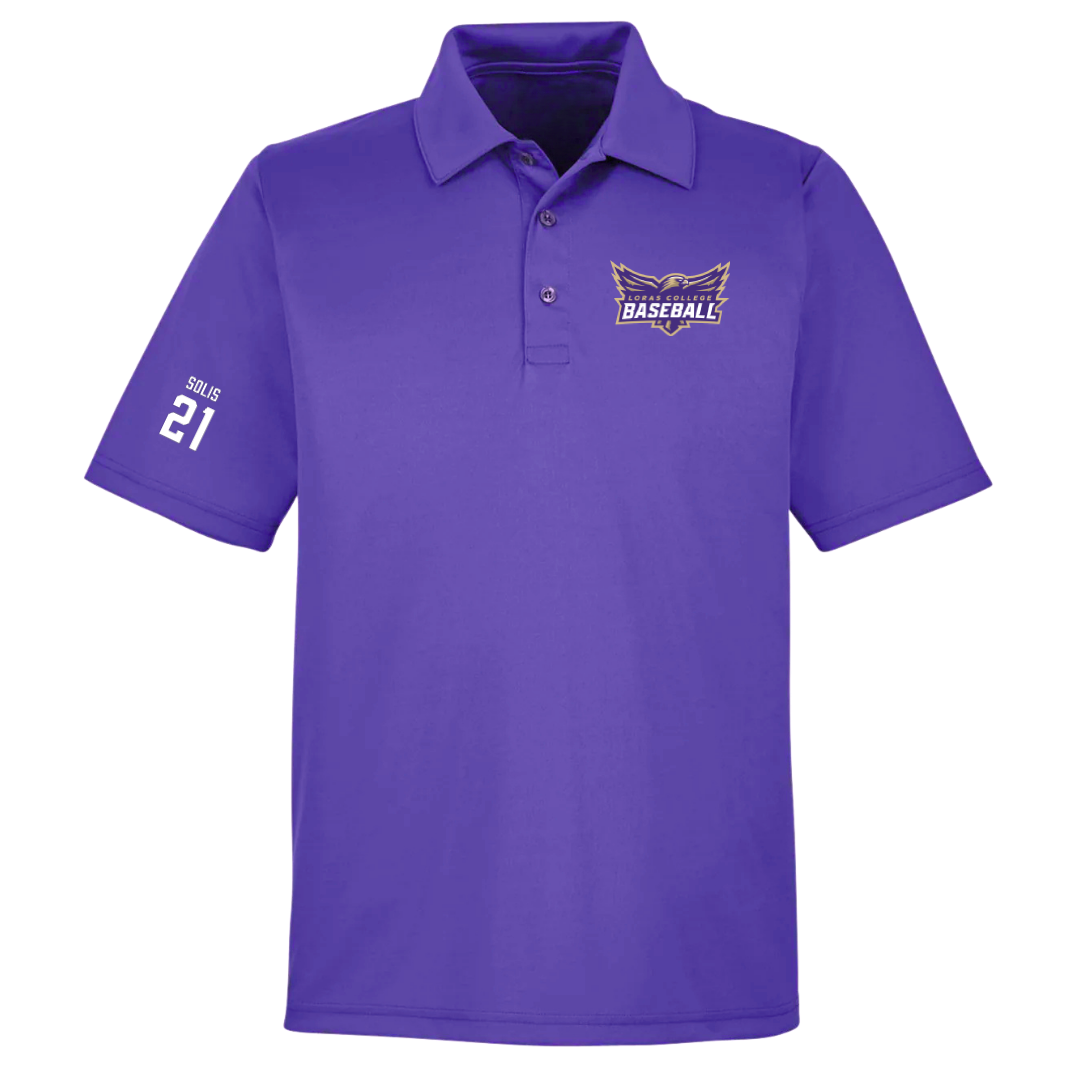 Loras College Baseball Purple Baseball Polo - #21 James Solis