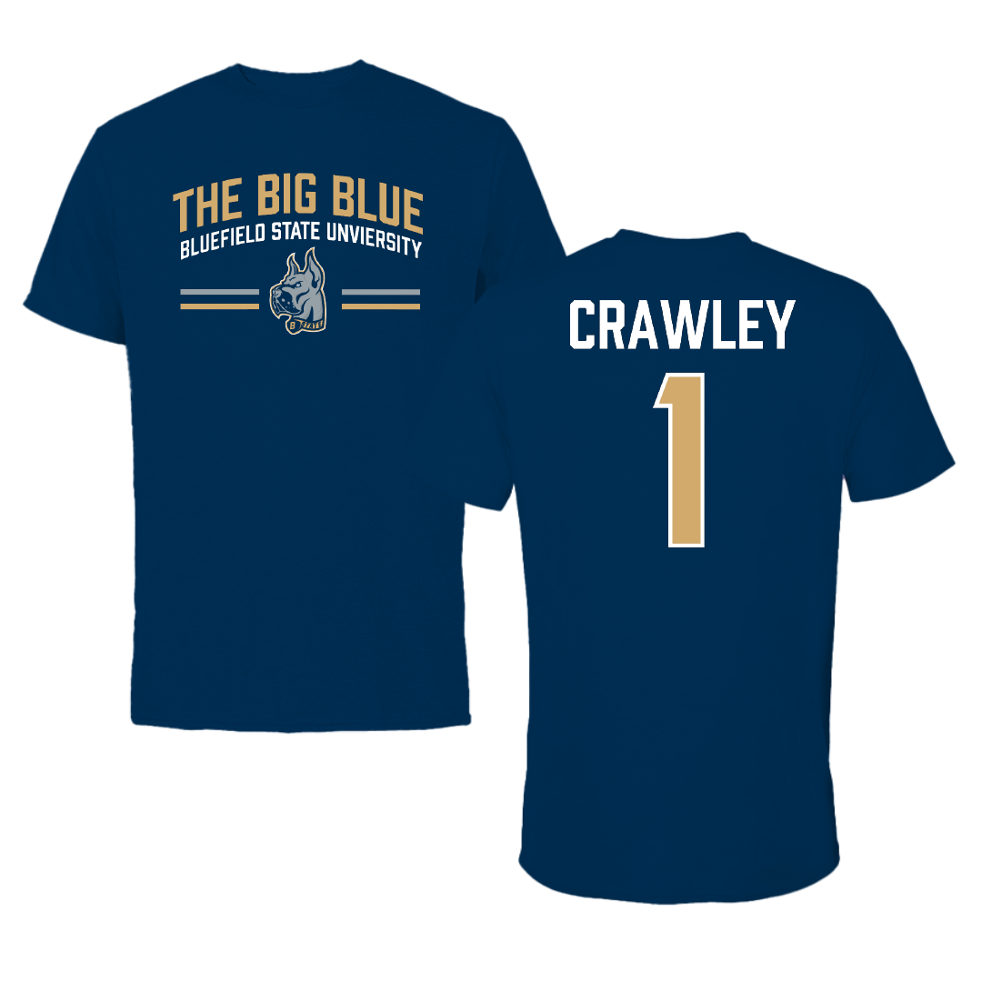 Bluefield State University Football Navy General Tee - #1 Julian Crawley