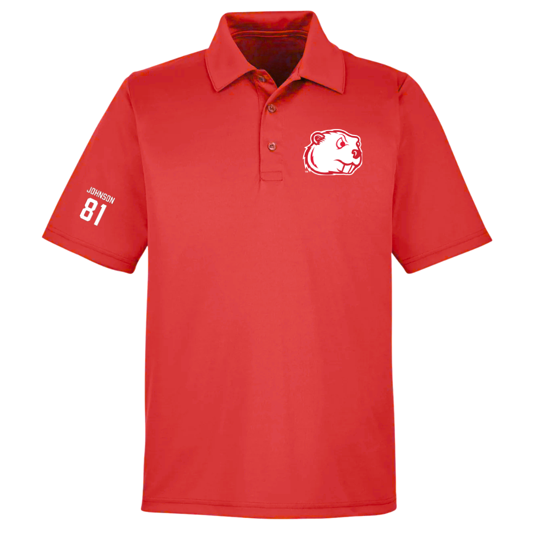 Minot State University Football Red Polo - #81 Tyler Johnson