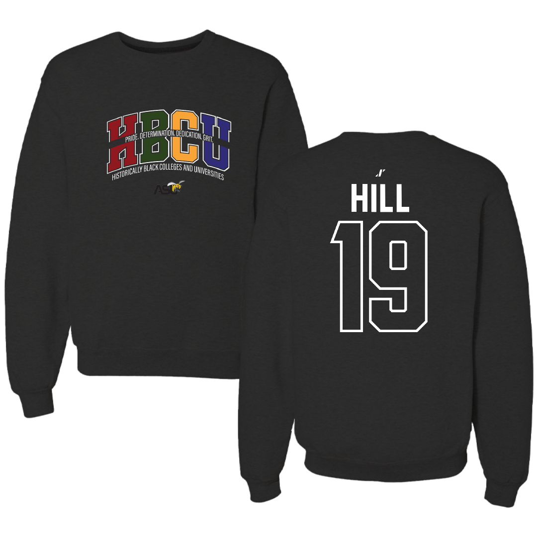 Alabama State University Softball Black HBCU Crewneck - #19 Kaitlyn Hill