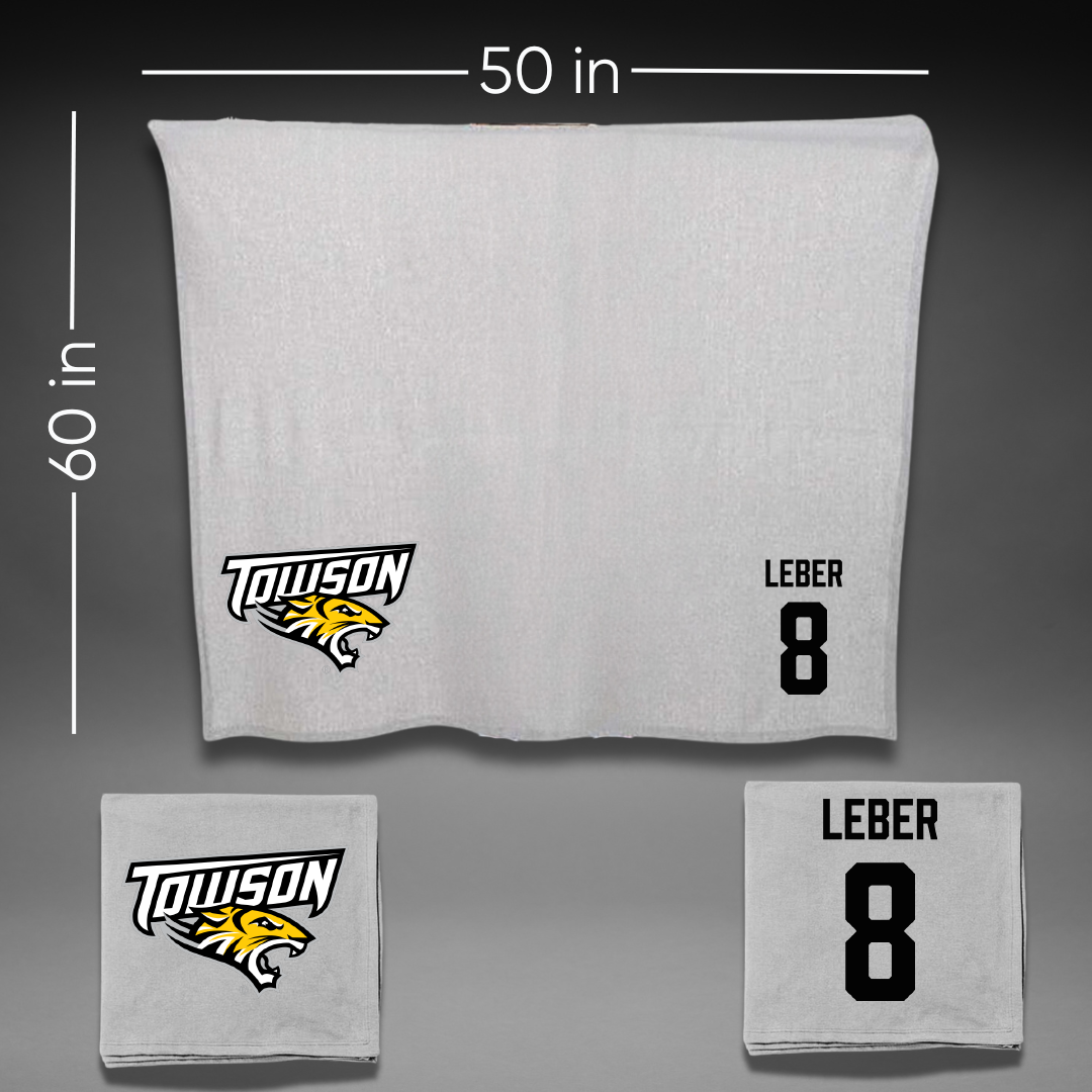 Towson University Volleyball Gray Blanket - #8 Addie Leber