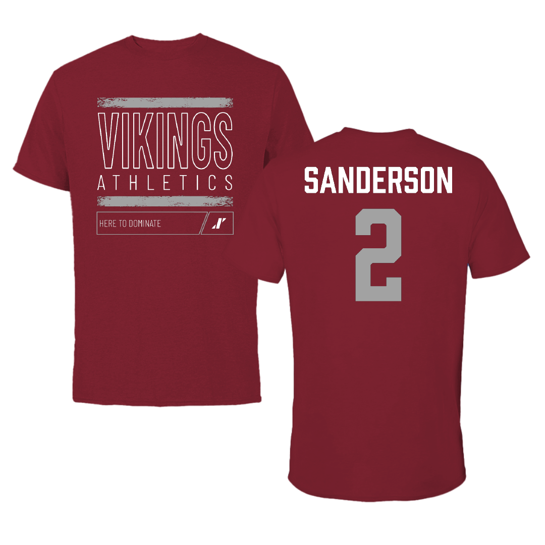 Valley City State University Baseball Cardinal Dominate Tee - #2 Tyler Sanderson
