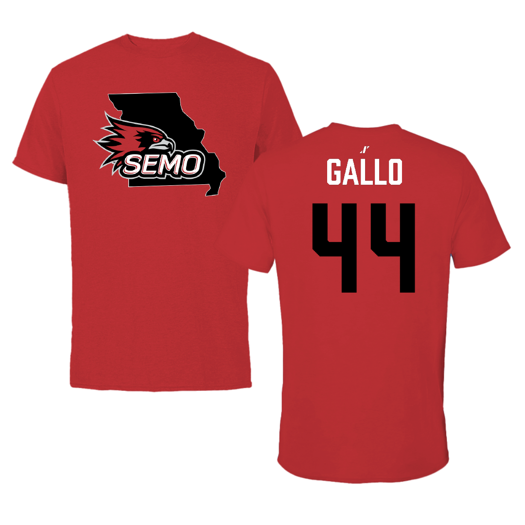 Southeast Missouri State University Baseball Red State Performance Tee - #44 Jack Gallo