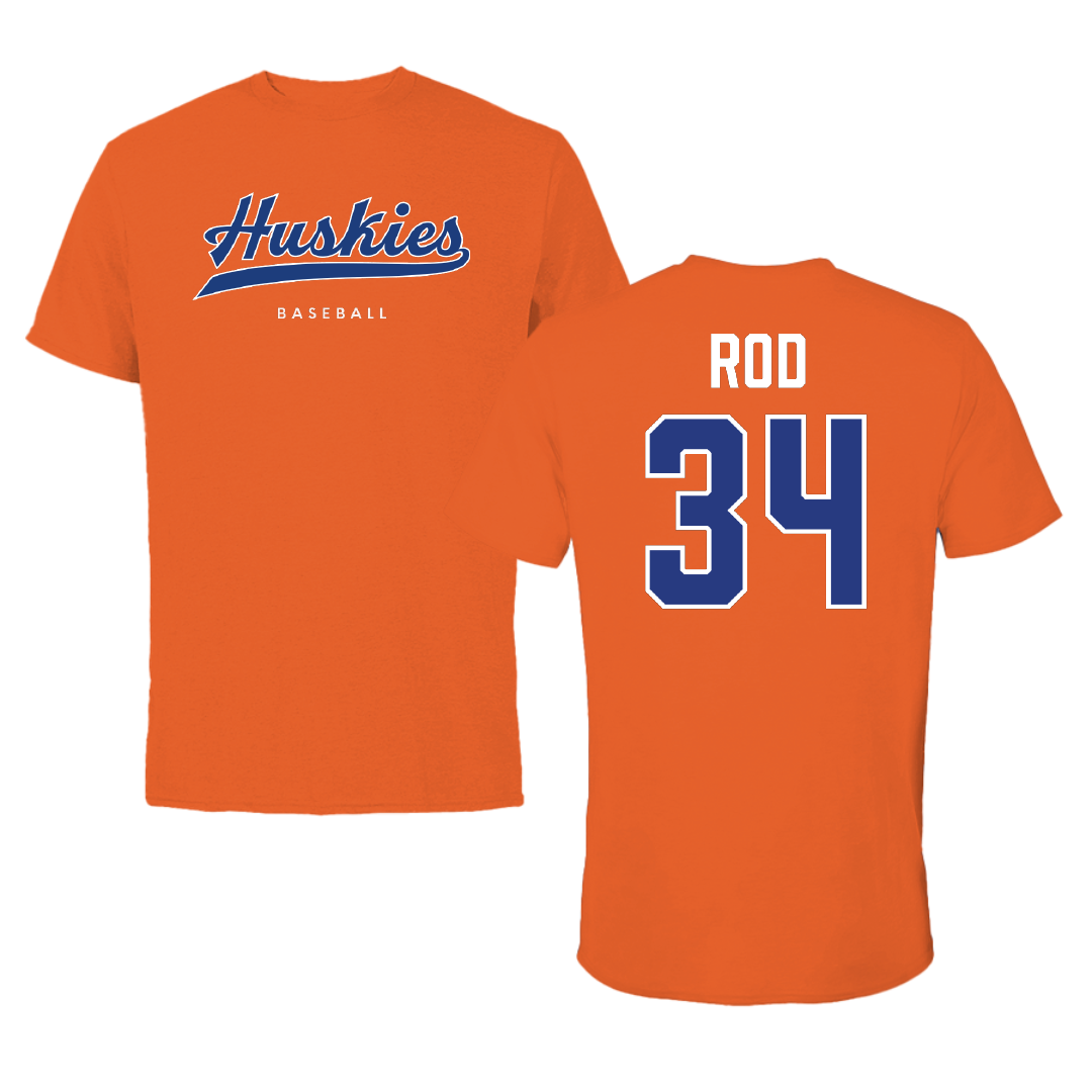 Houston Christian University Baseball Orange Tee - #34 Brock Rod