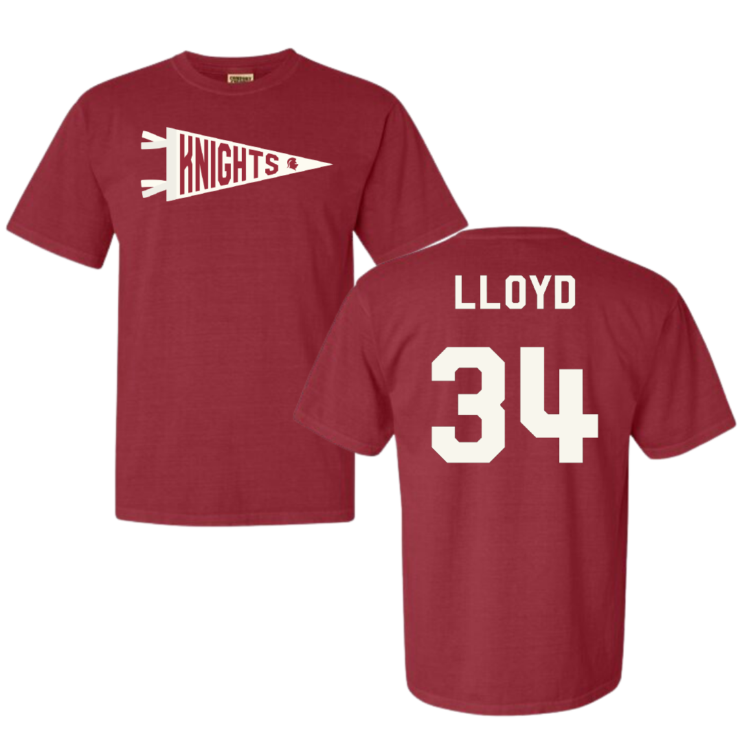 Southern Virginia University Baseball Crimson Pennant Comfort Colors Tee - #34 Seth Lloyd