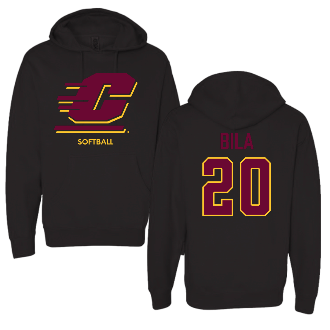 Central Michigan University Softball Black Hoodie - #20 Ashley Bila