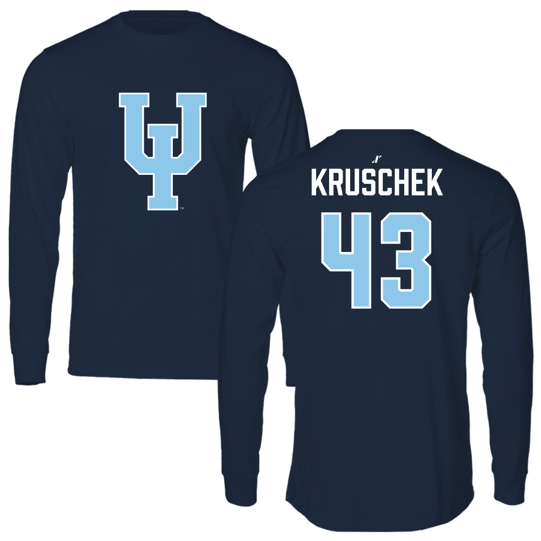 Upper Iowa University Baseball Navy Long Sleeve - #43 Kaden Kruschek