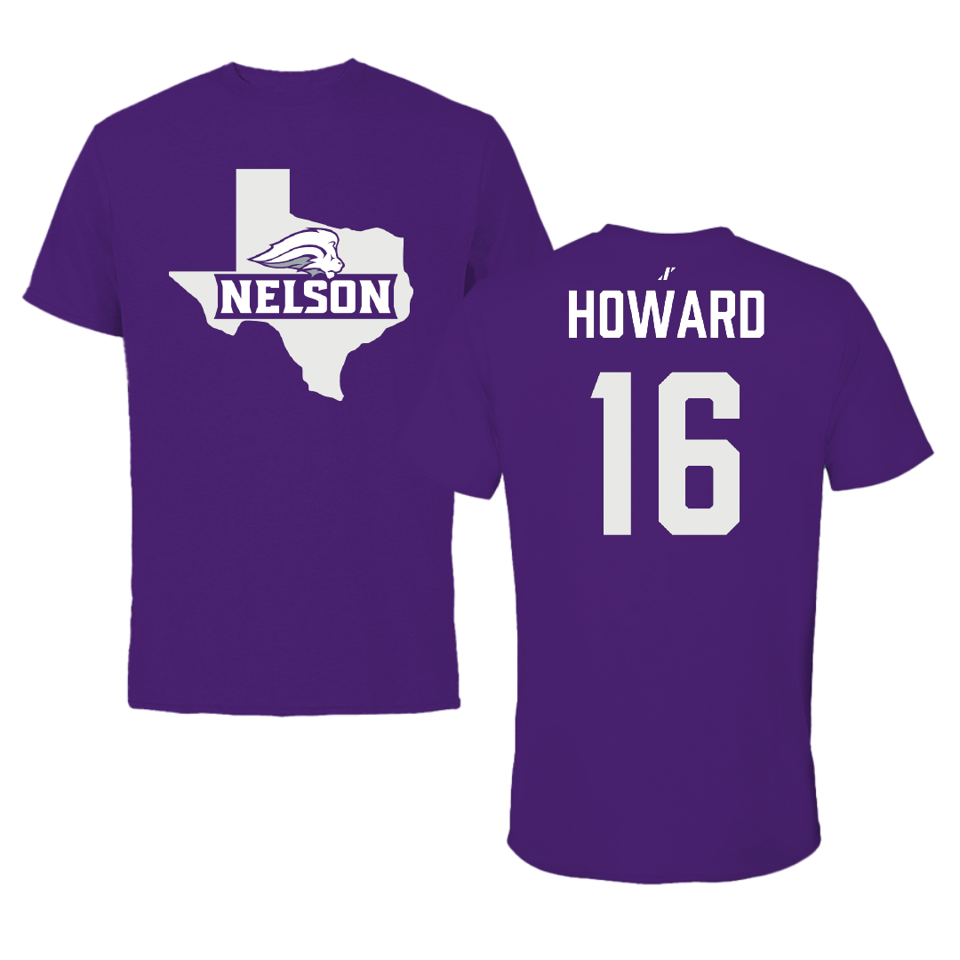Nelson University Football Purple State Tee - #16 Caleb Howard