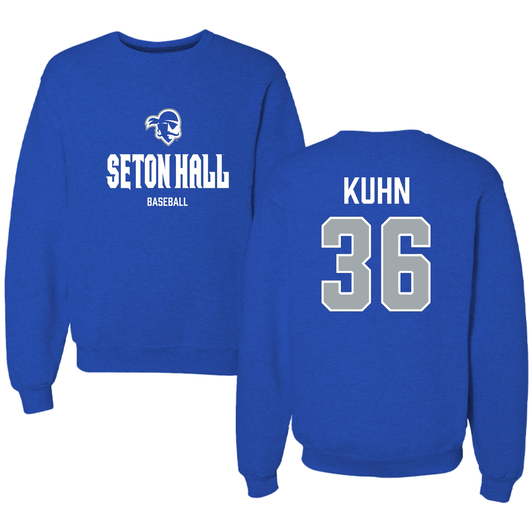 Seton Hall University Baseball Blue Block Crewneck - #36 Jason Kuhn