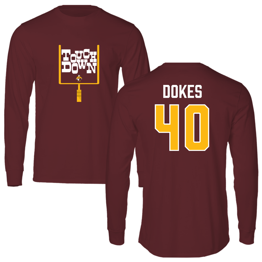 Salisbury University Football Maroon Touchdown Performance Long Sleeve - #40 Malachi Dokes