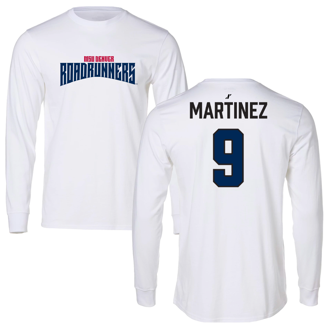 Metropolitan State University of Denver Baseball White Classic Performance Long Sleeve - #9 Alek Martinez