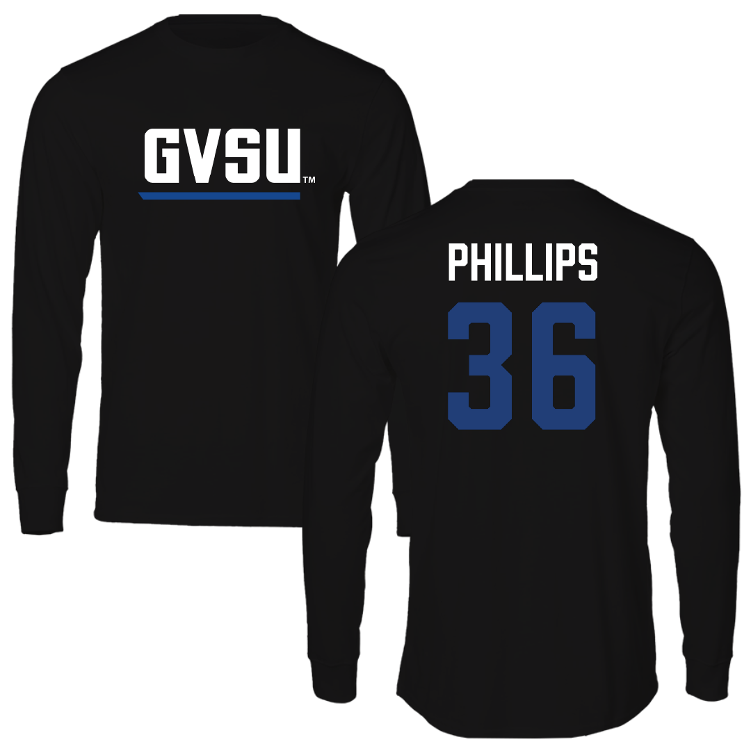 Grand Valley State University Football Black Long Sleeve - #36 Deshawne Phillips
