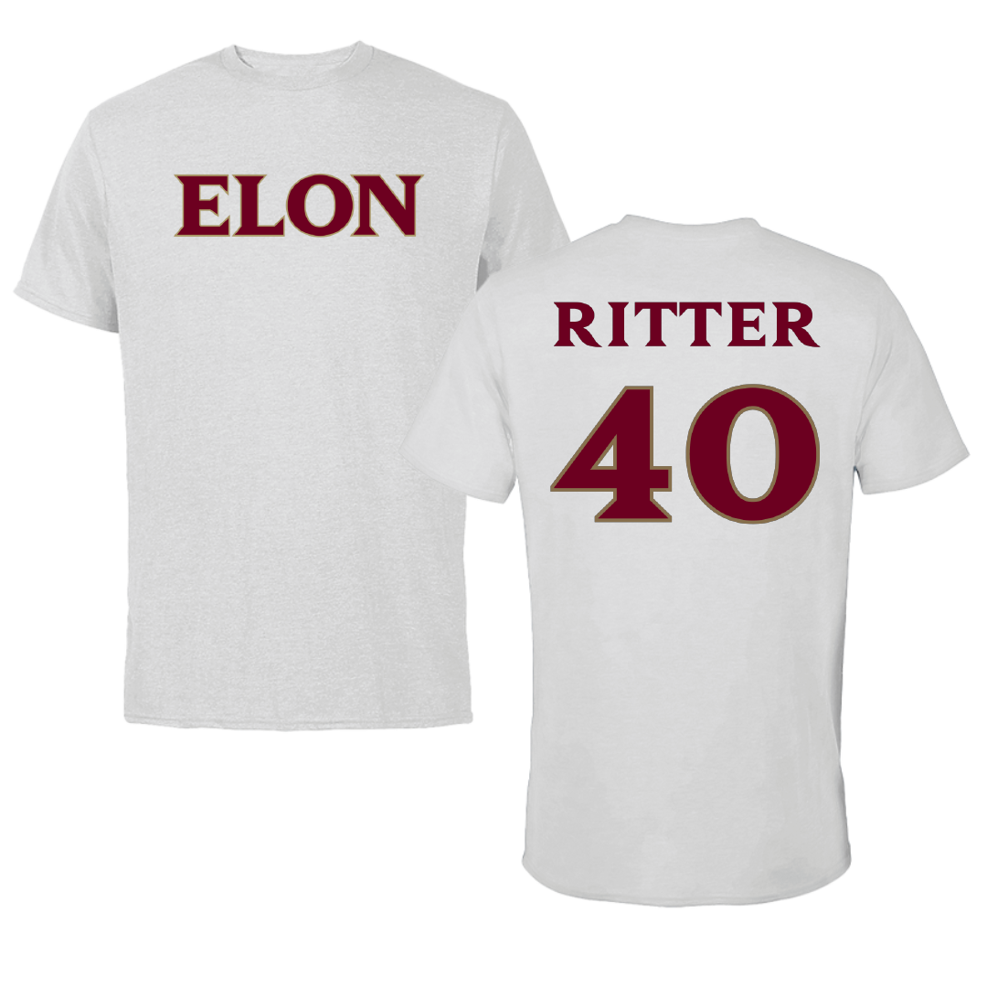 Elon University Lacrosse (W) Light Gray Performance Tee - #40 Eliza Ritter