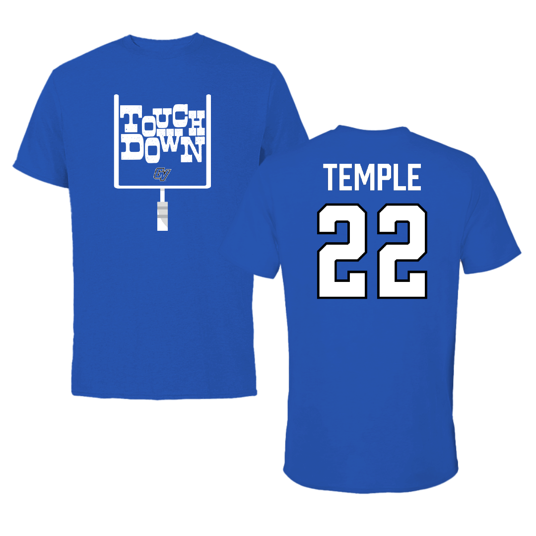 Grand Valley State University Football Blue Touchdown Performance Tee - #22 Troy Temple