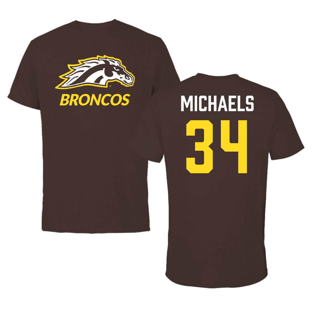 Western Michigan University Ice Hockey Brown Tee - #34 Owen Michaels
