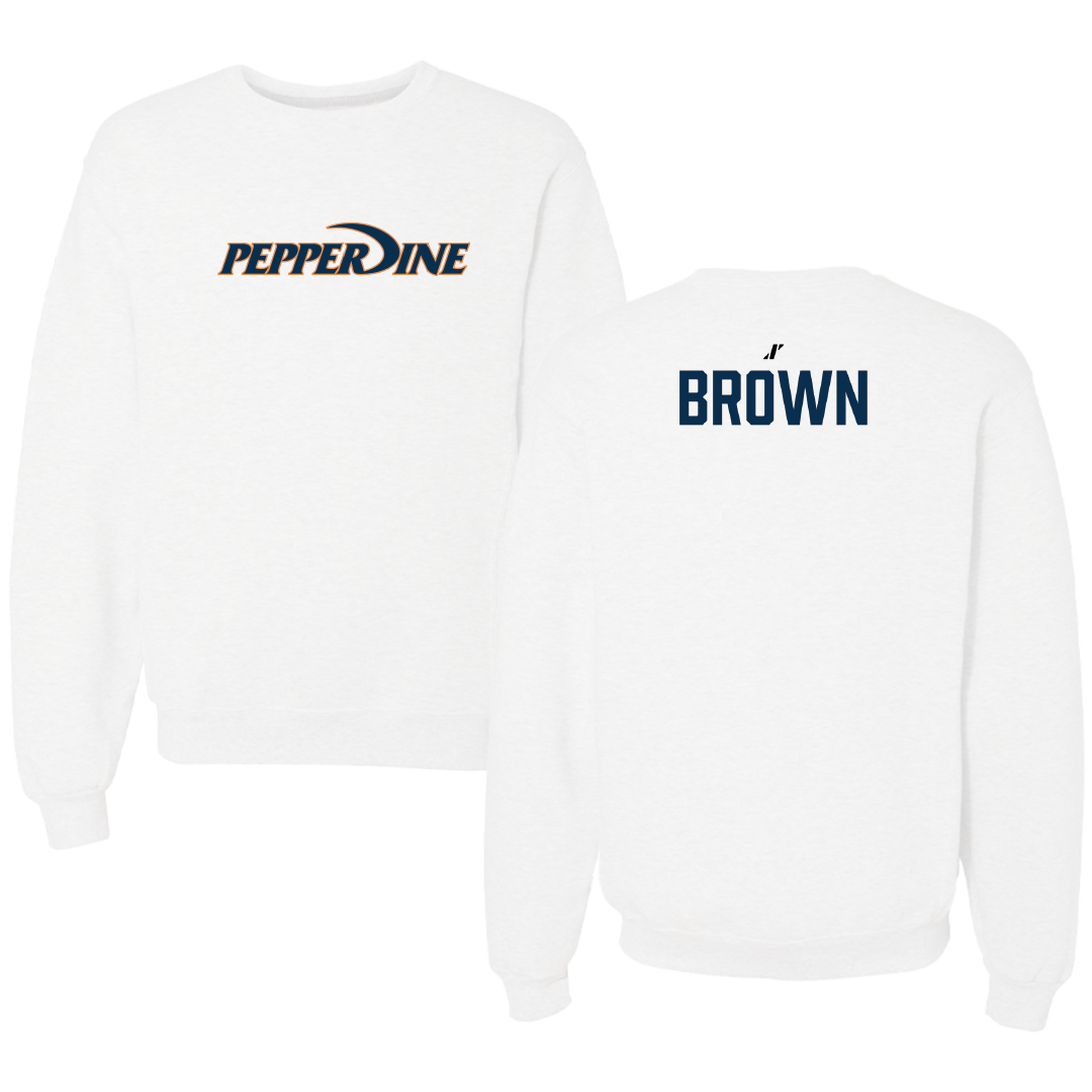 Pepperdine University Baseball White Crewneck - Carter Brown