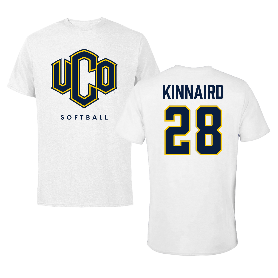 University of Central Oklahoma Softball White Tee - #28 Carleigh Kinnaird