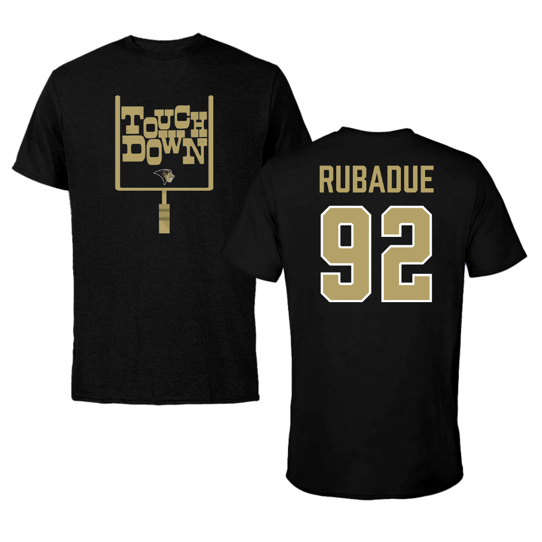 Lindenwood University Football Black Touchdown Tee - #92 Jonah Rubadue