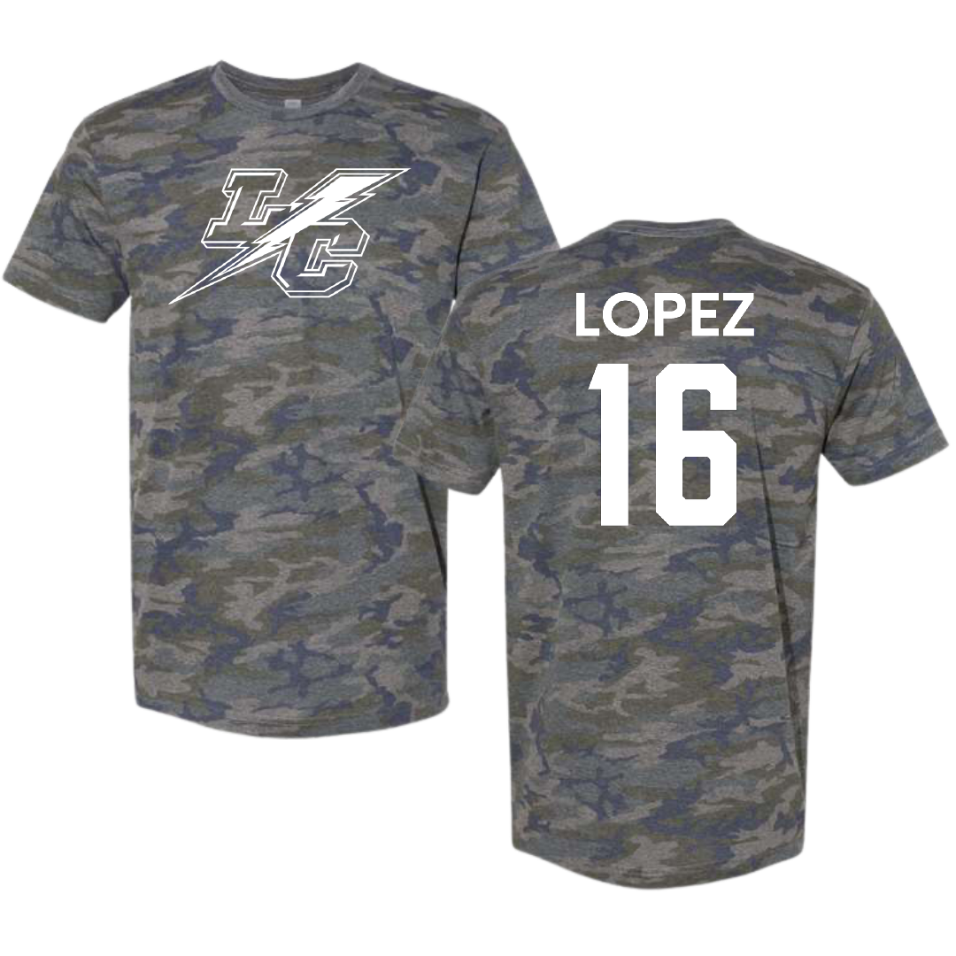 Lehman College Softball Vintage Camo Tee - #16 Crystal Lopez
