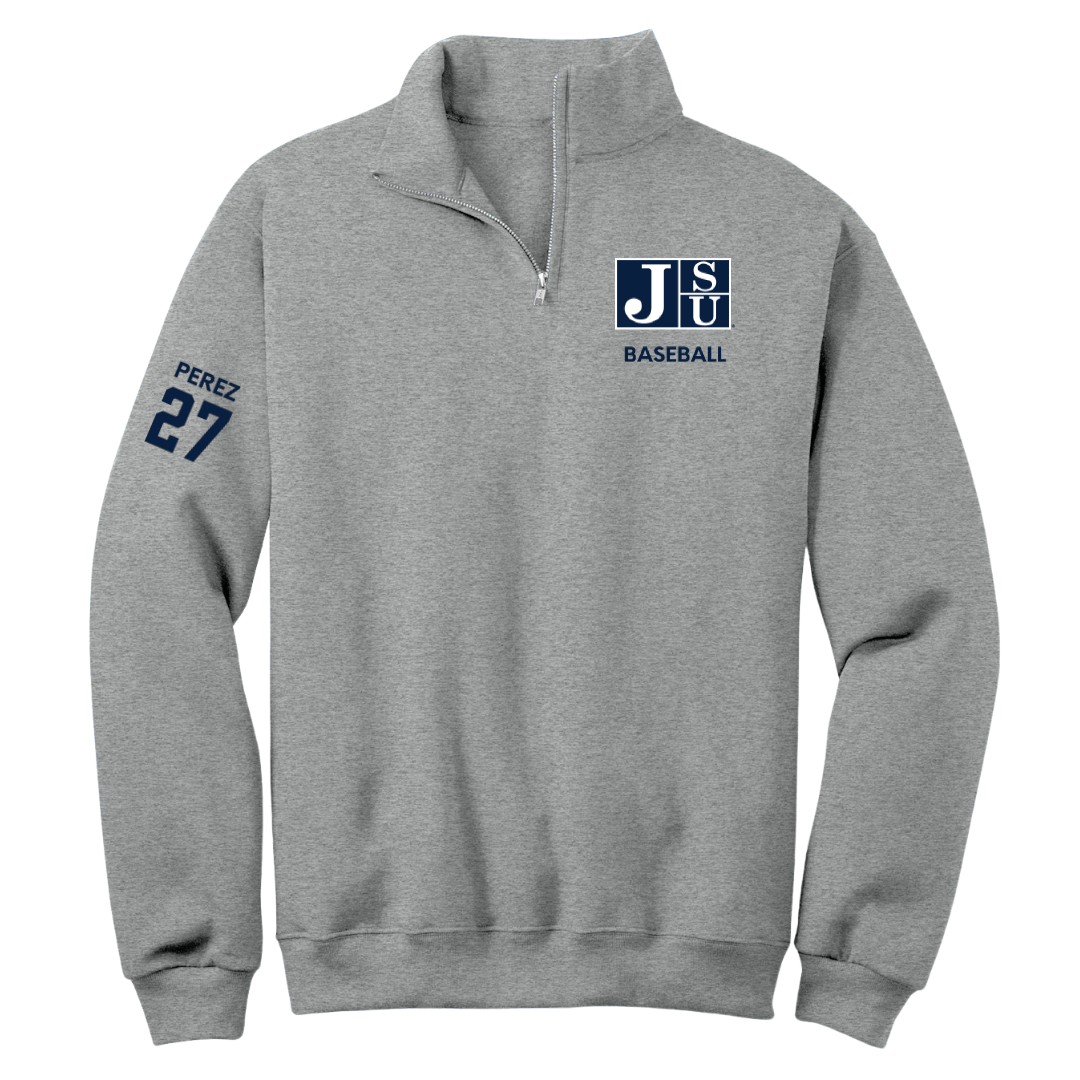 Jackson State University Baseball Sport Gray Quarter-Zip - #27 Wilbert Perez