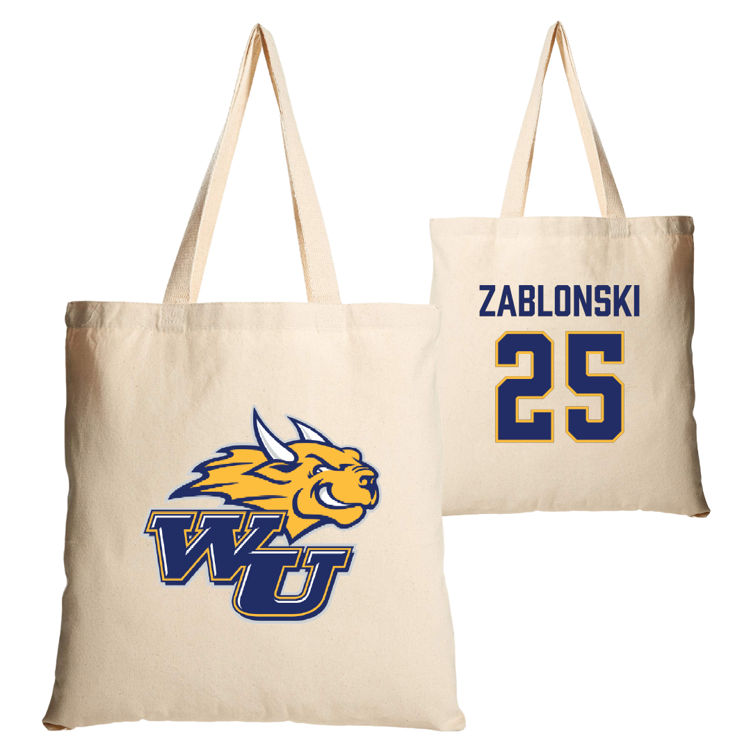 Webster University Volleyball (W) Tan Canvas Tote Bag - #25 Megan Zablonski