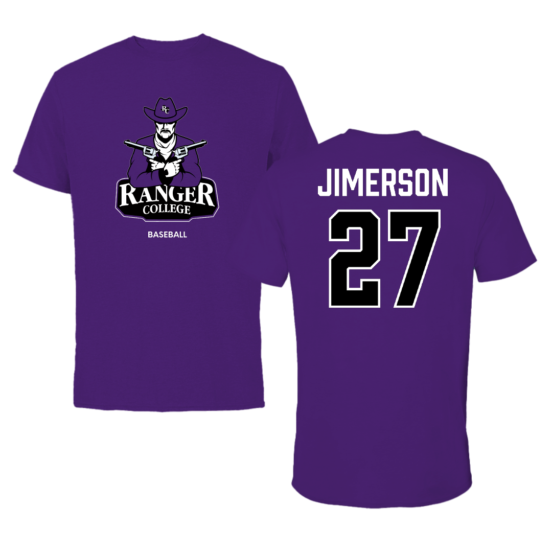 Ranger College Baseball Purple Tee - #27 CJ Jimerson