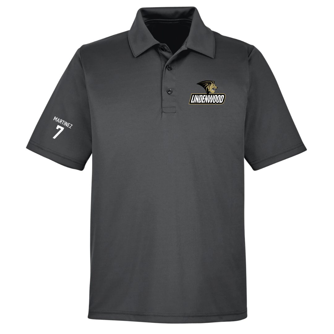 Lindenwood University Baseball Dark Gray Polo - #7 Cade Martinez