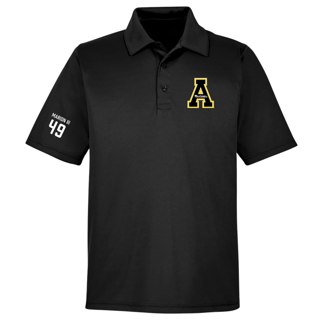 Appalachian State University Football Black Polo - #49 Randy Marion III
