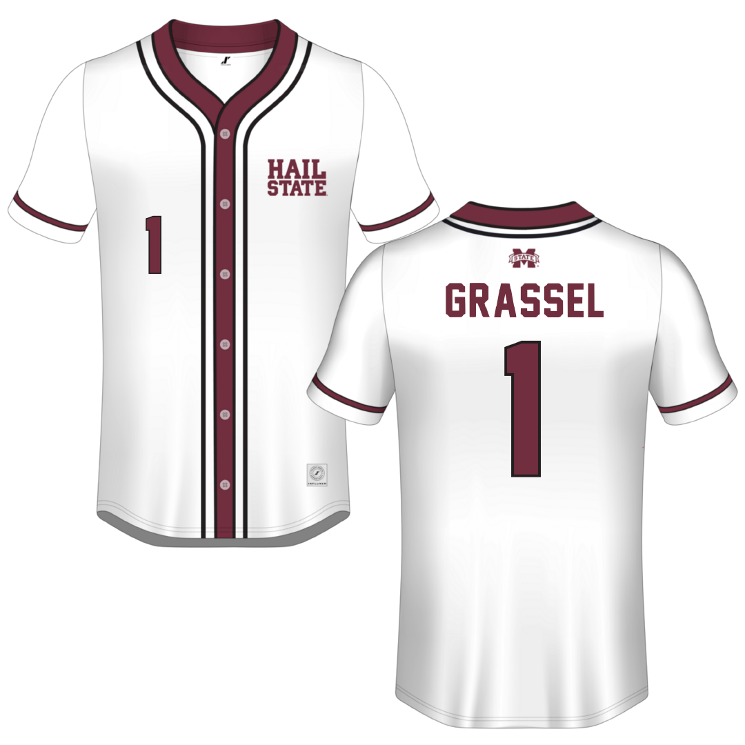 Mississippi State University White Button-Down Jersey - #1 Gretta Grassel