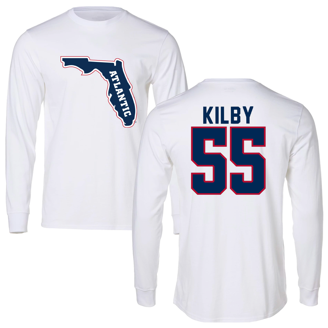 Florida Atlantic University Baseball White Performance Long Sleeve - #55 Zach Kilby