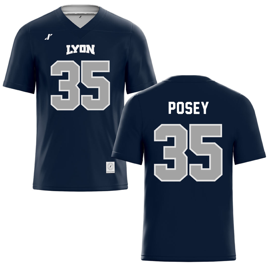 Lyon College Navy Football Jersey - #35 Tky Posey