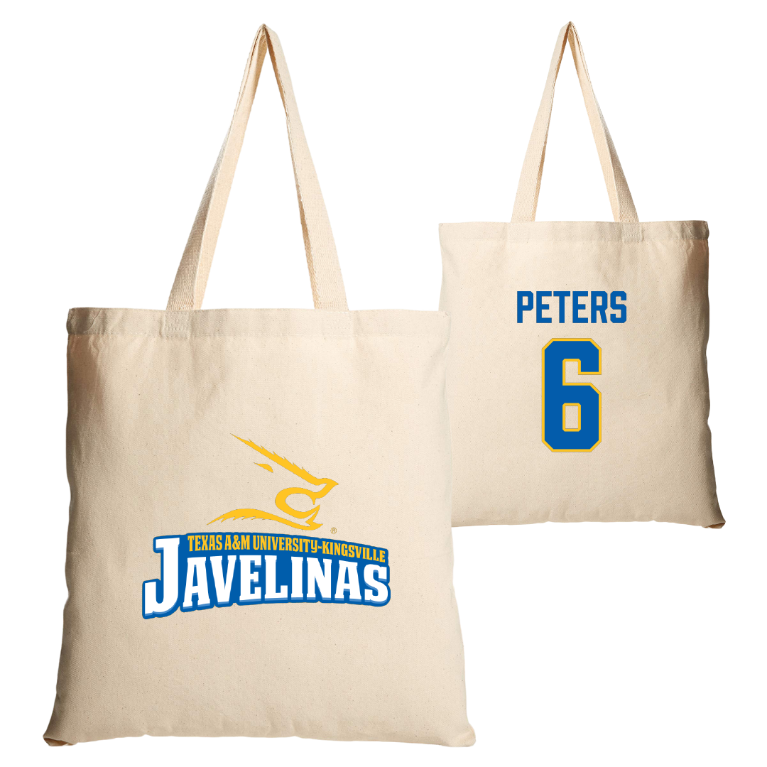 Texas A&M University-Kingsville Football Tan Canvas Tote Bag - #6 De'Marcus Peters