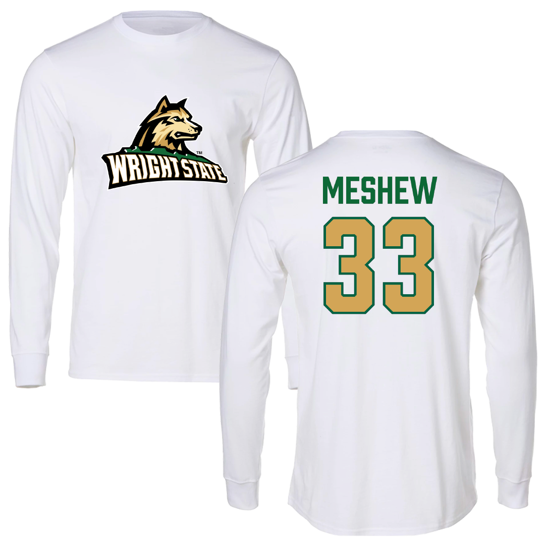 Wright State University Bowling White Performance Long Sleeve - #33 Addyson Meshew