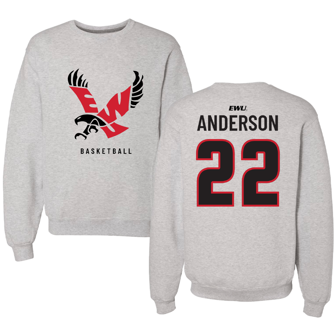 Eastern Washington University Basketball (M) Gray Crewneck - #22 Jojo Anderson