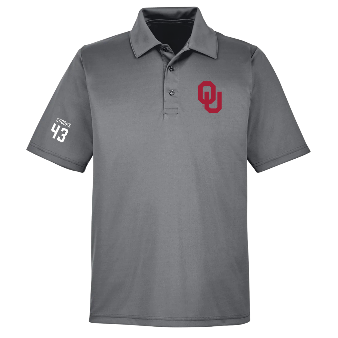 University of Oklahoma Baseball Light Gray Polo - #43 Dylan Crooks