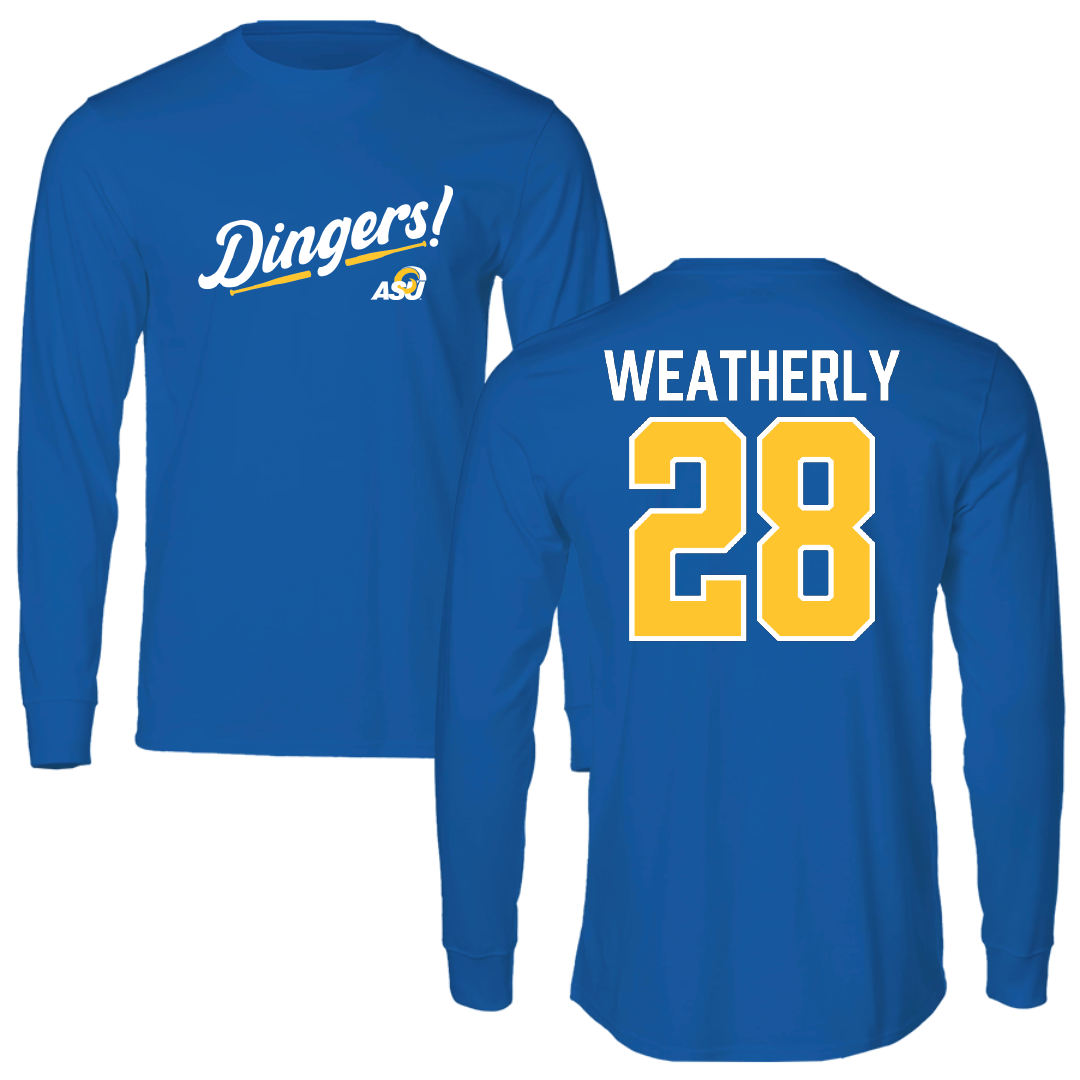 Angelo State University Baseball Blue Dingers Performance Long Sleeve - #28 Jaxon Weatherly