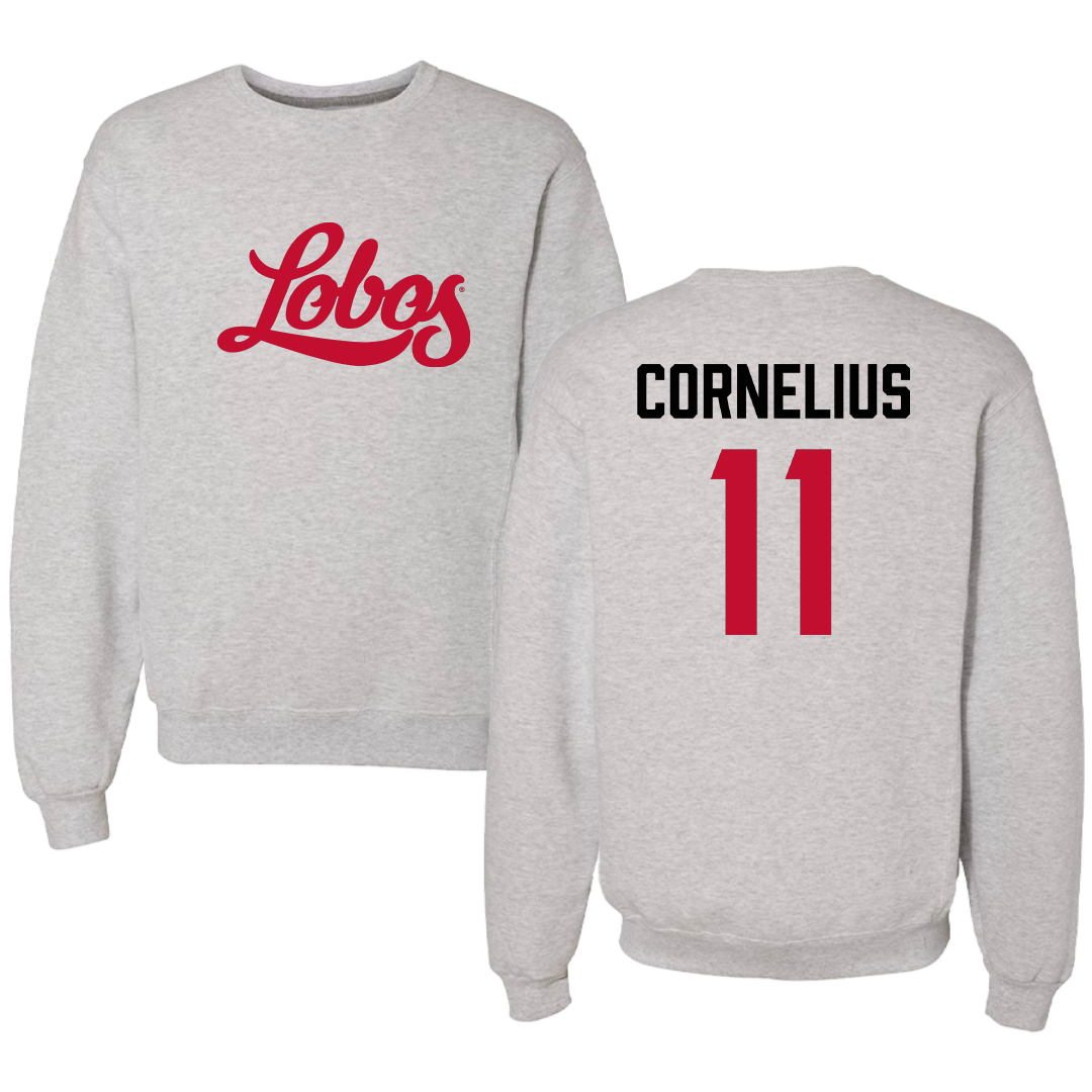University of New Mexico Baseball Light Gray Crewneck - #11 Matthew Cornelius