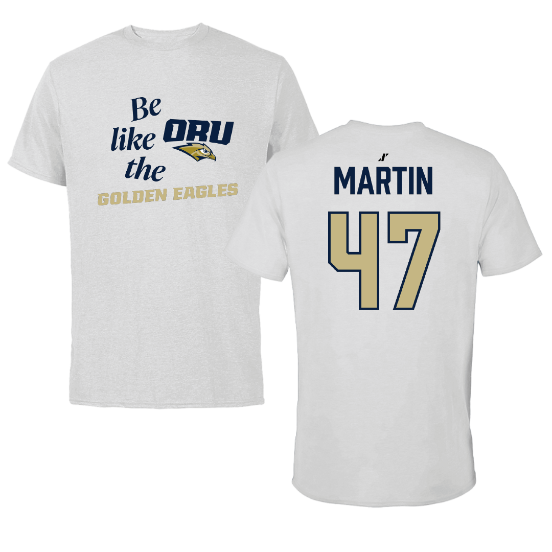 Oral Roberts University Baseball Light Gray Be Like Us Performance Tee - #47 Trent Martin