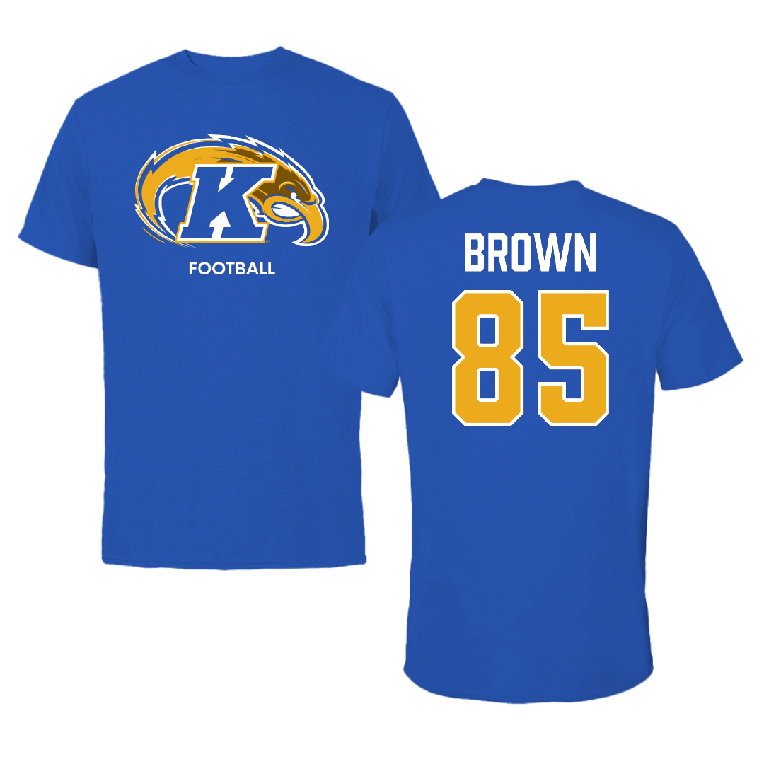 Kent State University Football Blue Performance Tee - #85 Sebastian Brown