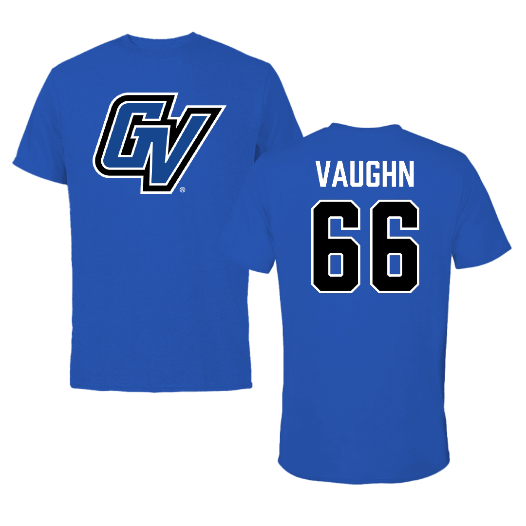 Grand Valley State University Lacrosse Blue Performance Tee - #66 Karsten Vaughn