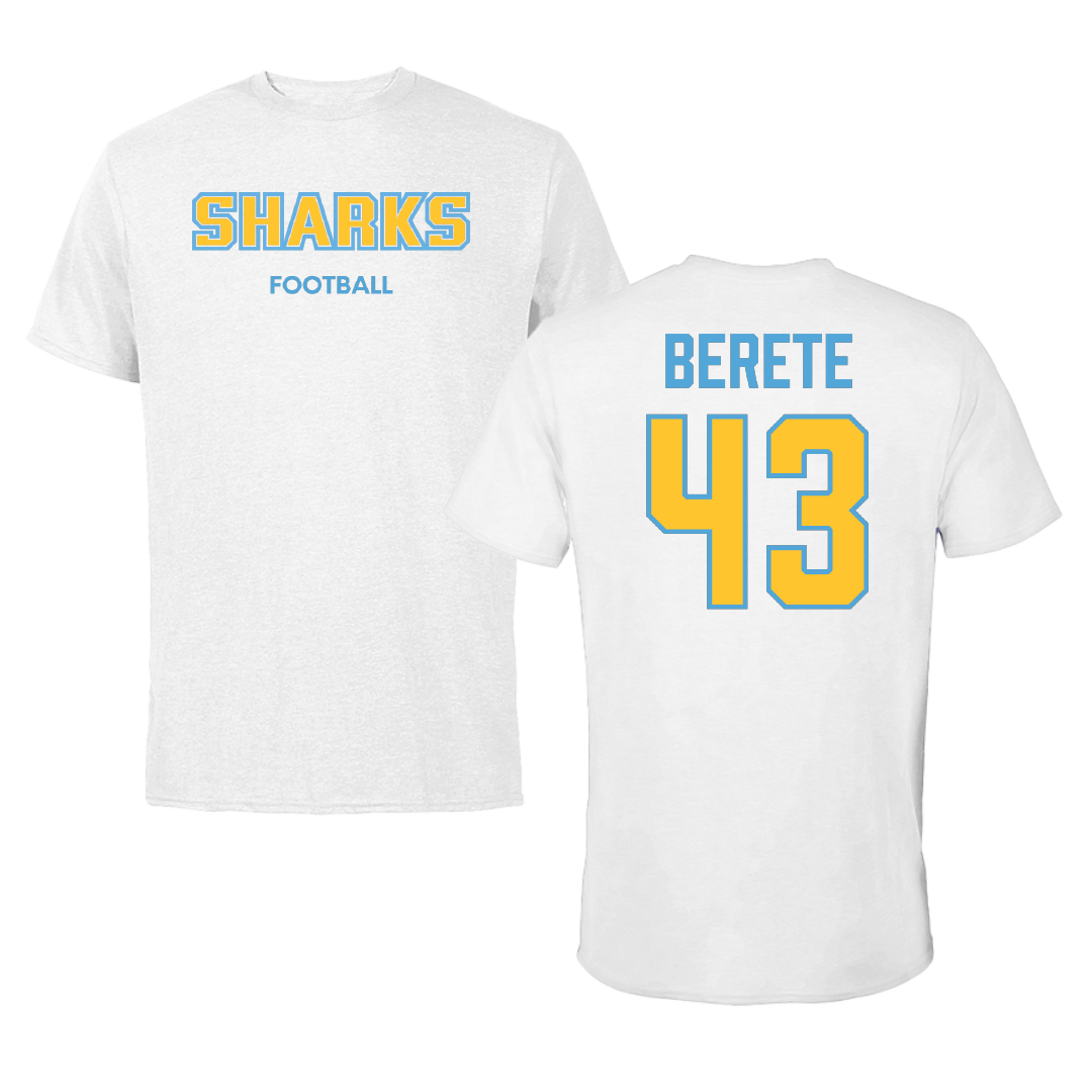 Long Island University Football White Sharks Tee - #43 Oumar Berete